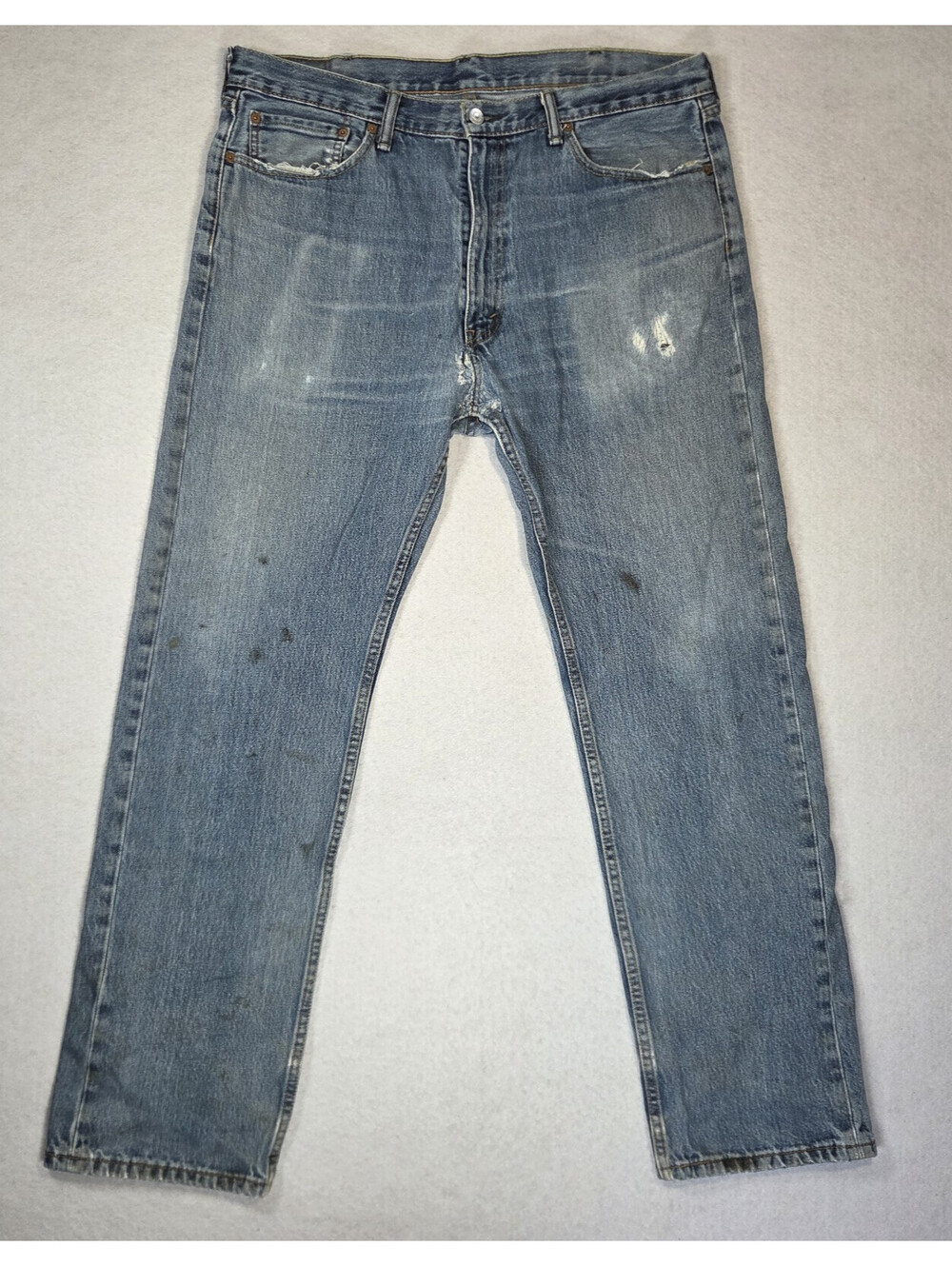 Levi's 505 Men's Blue Denim 40x34 Straight Regular Fit Jeans DISTRESSED READ